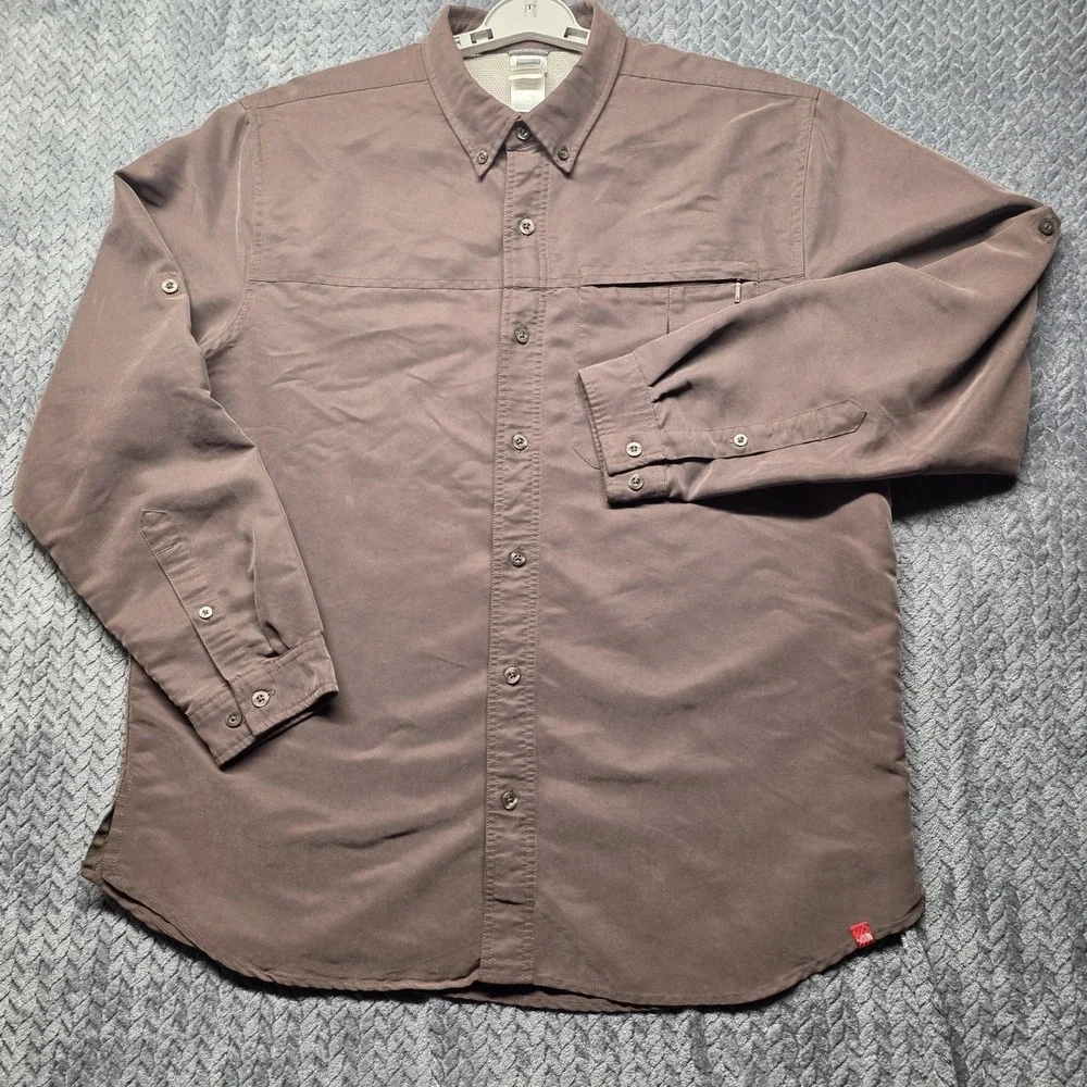 THE NORTH FACE Men's XL Brown ACCX Roll Tab Button‎ Down Shirt Long Sleeve Shirt